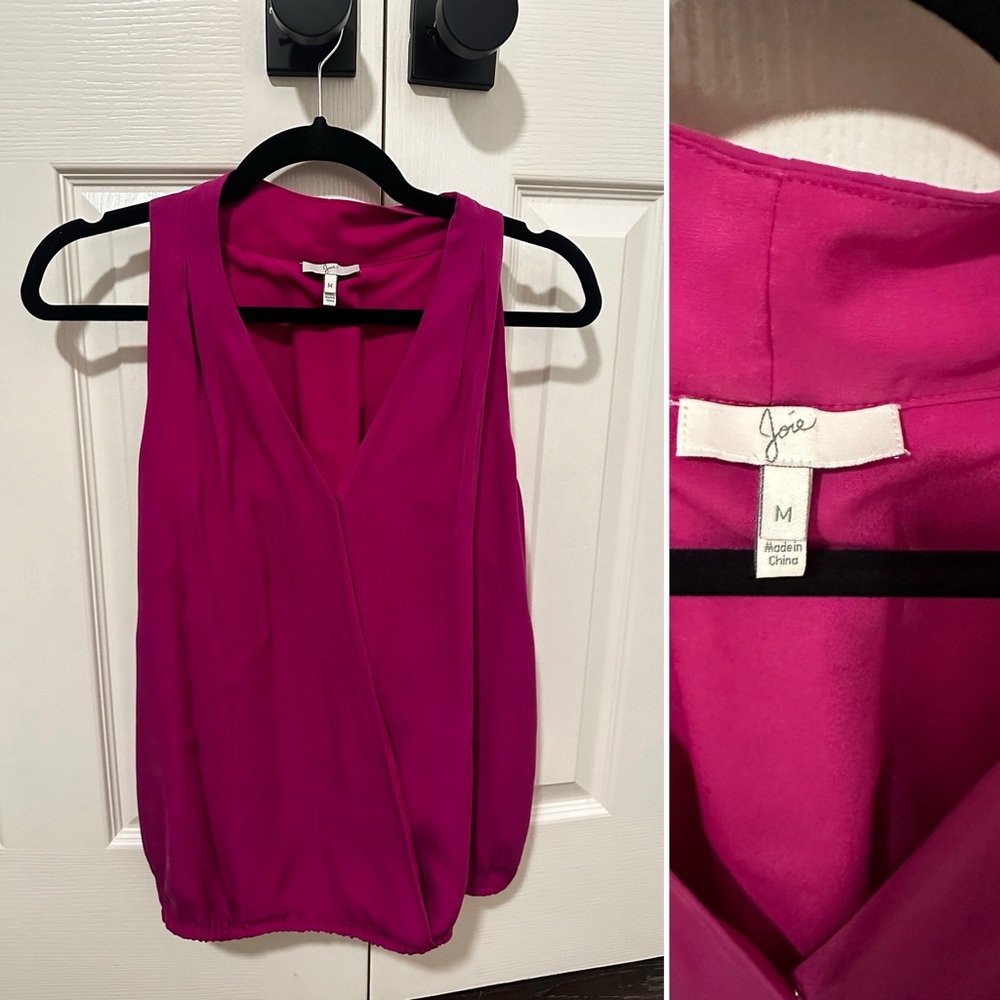 Magenta pink blouse and Zara knit top